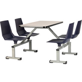 Cluster Swivel Booth, Particleboard Core/T-Mold, 24" x 48", Blue Seat, Gray Nebula Top