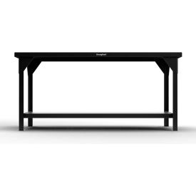 Extreme Duty Shop Table with 1 Shelf, Steel Square Edge 30"W x 24"D x 34"H, Black