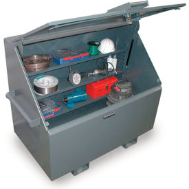 Extreme Duty Job Site Box with 3 Shelves, 48"W x 36"D x 48"H, Dark Gray