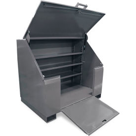 Extreme Duty Job Site Box w/ Ramp, 3 Shelves, 60"W x 36"D x 48"H, Dark Gray