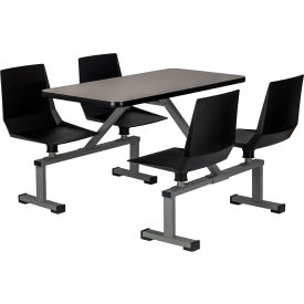 Cluster Swivel Booth, Particleboard Core/T-Mold, 24" x 48", Black Seat, Gray Nebula Top