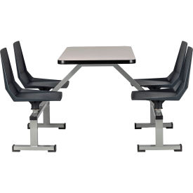 Cluster Swivel Booth, Particleboard Core/T-Mold, 24" x 48", Charcoal Seat, Gray Nebula Top