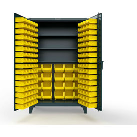 Extreme Duty Bin Cabinet, 164 Bins, 3 Shelf, 48"W x 24"D x 78"H, Blue