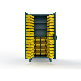 Extreme Duty Bin Cabinet, 3 Shelves, 110 Bins, 36"W x 24"D x 78"H, Blue