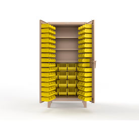 Extreme Duty Bin Cabinet, 3 Shelves, 110 Bins, 36"W x 24"D x 78"H, Beige