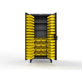 Extreme Duty Bin Cabinet, 3 Shelves, 110 Bins, 36"W x 24"D x 78"H, Black