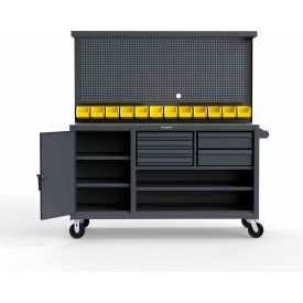 Extreme Duty Mobile Workbench w/ Pegboard, 3 Shelves, 72"W x 30"D x 36"H, Dark Gray