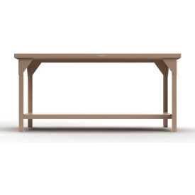 Extreme Duty Stationary Shop Table w/Shelf, Steel, 72"W x 36"D x 34"H, Beige