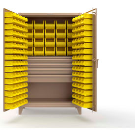 Extreme Duty Bin Cabinet, 164 Bins, 4 Drawer, 1 Shelf, 48"W x 24"D x 78"H, Beige
