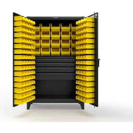 Extreme Duty Bin Cabinet, 164 Bins, 4 Drawer, 1 Shelf, 48"W x 24"D x 78"H, Black