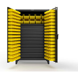 Extreme Duty Bin Cabinet, 154 Bins, 9 Drawer, 1 Shelf, 48"W x 24"D x 78"H, Black