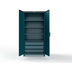 Extreme Duty Cabinet with 3 Drawers, 4 Shelves, 36"W x 24"D x 75"H, Blue