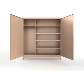 Extra Heavy Duty Uniform Cabinet with 5 Shelves, 72"W x 24"D x 78"H, Beige
