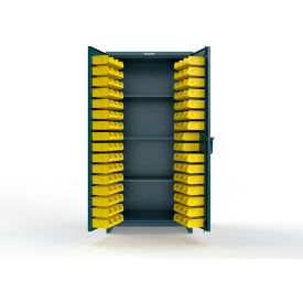 Extreme Duty Bin Cabinet, 3 Shelves, 94 Bins, 36"W x 24"D x 75"H, Blue