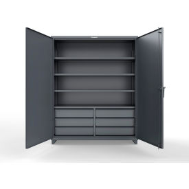 Extra Heavy Duty Cabinet w/6 Drawer, 4 Shelves, 60"W x 24"D x 75"H, Gray