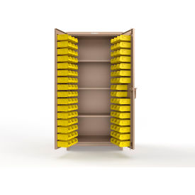 Extreme Duty Bin Cabinet, 3 Shelves, 94 Bins, 36"W x 24"D x 75"H, Beige