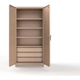 Extreme Duty Cabinet with 3 Drawers, 4 Shelves, 36"W x 24"D x 75"H, Beige