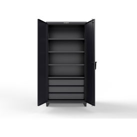 Extreme Duty Cabinet with 3 Drawers, 4 Shelves, 36"W x 24"D x 75"H, Black