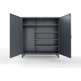 Extra Heavy Duty Uniform Cabinet w/5 Shelves, 72"W x 24"D x 78"H, Dark Gray