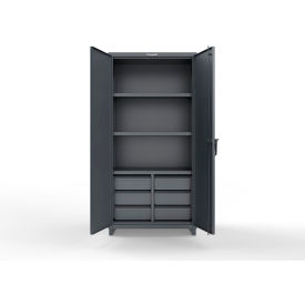 Strong Hold® EHD w/6 Half-Width Drawers, 3 Shelves, 36"W x 24"D x 75"H, Dark Gray