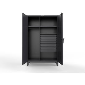 Extreme Duty Uniform Cabinet w/ Pegboard, 3 Shelves, 48"W x 24"D x 78"H, Black