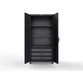 Strong Hold® Extreme Duty Cabinet w/6 Half-Width Drawers, 3 Shelves, 36"W x 24"D x 75"H, Black