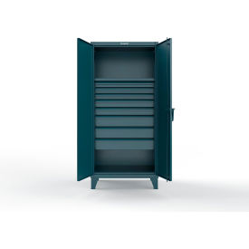Extreme Duty Cabinet with 8 Drawers, 1 Shelf, 36"W x 24"D x 78"H, Blue