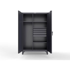 Extreme Duty Uniform Cabinet w/ Pegboard, 4 Shelves, 48"W x 24"D x 78"H, Black
