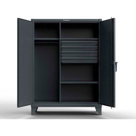 Heavy Duty Uniform Cabinet w/3 Shelves, Pegboard, 48"W x 24"D x 66"H, Dark Gray