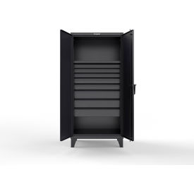 Extreme Duty Cabinet with 8 Drawers, 1 Shelf, 36"W x 24"D x 78"H, Black