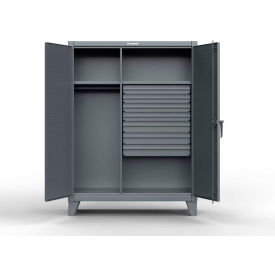Heavy Duty Uniform Cabinet w/2 Shelves, Pegboard, 48"W x 24"D x 66"H, Dark Gray