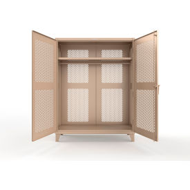 Fully-Ventilated Uniform Cabinet w/ Hanger Rod, 60"W x 24"D x 78"H, Beige