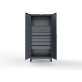 Extreme Duty Cabinet with 8 Drawers, 1 Shelf, 36"W x 24"D x 78"H, Dark Gray