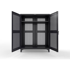 Extreme Duty Fully-Ventilated Uniform Cabinet w/Hanger Rod, 60"W x 24"D x 78"H, Black