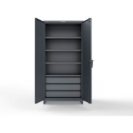 Extreme Duty Cabinet with 3 Drawers, 4 Shelves, 36"W x 24"D x 75"H, Dark Gray