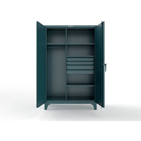 Extreme Duty Uniform Cabinet w/ Pegboard, 4 Shelves, 48"W x 24"D x 78"H, Blue