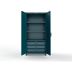 Extreme Duty Cabinet w/6 Half-Width Drawers, 3 Shelves, 36"W x 24"D x 75"H, Blue