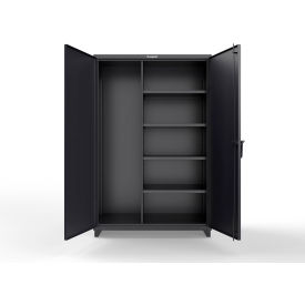 Extra Heavy Duty Janitorial Cabinet w/ 4 Shelves, 48"W x 24"D x 75"H, Black