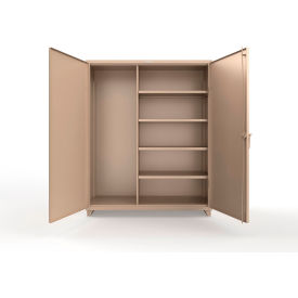 Extra Heavy Duty Janitorial Cabinet w/ 4 Shelves, 60"W x 24"D x 75"H, Beige