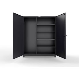 Extra Heavy Duty Janitorial Cabinet w/ 4 Shelves, 60"W x 24"D x 75"H, Black