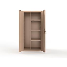 Heavy Duty Janitorial Cabinet w/ 3 half Shelves, 36"W x 24"D x 72"H, Beige
