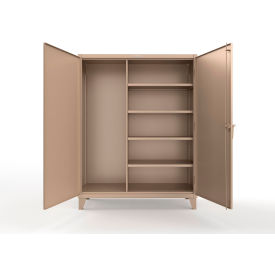 Extreme Duty Janitorial Cabinet w/ 4 Shelves, 60"W x 24"D x 78"H, Beige
