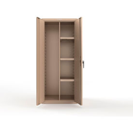 Heavy Duty Janitorial Cabinet w/ 3 Half Shelves, 30"W x 24"D x 72"H, Beige