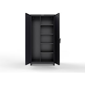 Extra Heavy Duty Janitorial Cabinet w/ 4 Shelves, 36"W x 24"D x 75"H, Black