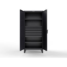 Extreme Duty Cabinet with 5 Drawers, 3 Shelves 36"W x 24"D x 78"H, Black