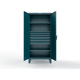 Extreme Duty Cabinet with 4 Drawers, 3 Shelves, 36"W x 24"D x 78"H, Blue