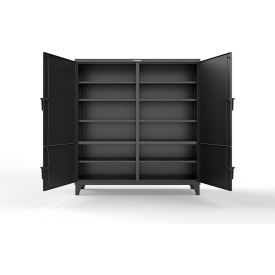 HD Steel Storage Cabinet with 4 Locking Doors, 72"W x 24"D x 78"H, Black