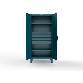 Extreme Duty Cabinet with 4 Drawers, 3 Shelves - 36"W x 24"D x 72"H, Blue