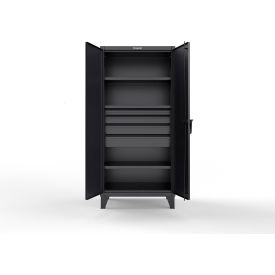 Extreme Duty Cabinet with 4 Drawers, 3 Shelves, 36"W x 24"D x 78"H, Black