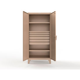 Extreme Duty Cabinet with 4 Drawers, 3 Shelves, 36"W x 24"D x 78"H, Beige